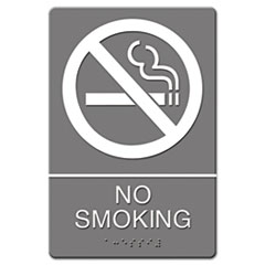 Headline® Sign ADA Sign, No Smoking Symbol w/Tactile Graphic, Molded Plastic, 6 x 9, Gray