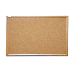 7195012182026 SKILCRAFT Quartet Cork Board, 48 x 36, Tan Surface, Oak Wood Frame