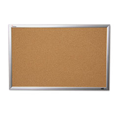 7195014840010, SKILCRAFT Cork Board, 48 x 36, Tan Surface, Silver Anodized Aluminum Frame