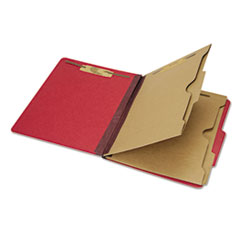 7530016006972, SKILCRAFT Pocket Classification Folder, 2" Expansion, 2 Dividers, 6 Fasteners, Letter Size, Dark Red, 10/Box