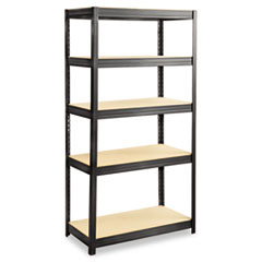 Safco® Boltless Steel/Particleboard Shelving, Five-Shelf, 36w x 18d x 72h, Black