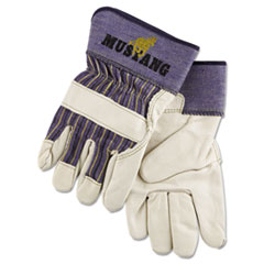 MCR™ Safety Mustang Leather Palm Gloves, Blue/Cream, X-Large, Dozen