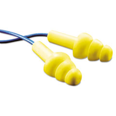 3M™ E-A-R UltraFit Metal-Detectable Reusable Earplugs, Corded, 25dB NRR, Blue/Yellow, 100 Pairs