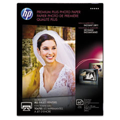 HP Premium Plus Photo Paper, 11.5 mil, 5 x 7, Glossy White, 60/Pack