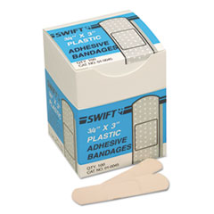 Swift Adhesive Bandages, 0.75 x 3, Plastic, 100/Box