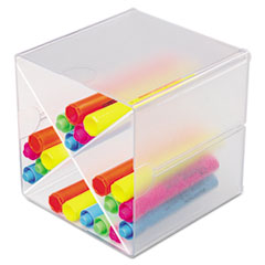 deflecto® Desk Cube with "X" Dividers, Clear Plastic, 6 x 7-1/5 x 6