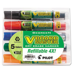 Pilot® BeGreen Dry Erase Marker, Assorted, Chisel, 5/Pack
