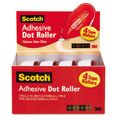 Scotch® Adhesive Dot Roller Value Pack, 0.3 in x 49 ft., 4/PK