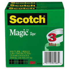 Scotch® Magic Tape Refill, 1" x 2592", 3" Core, 3/Pack