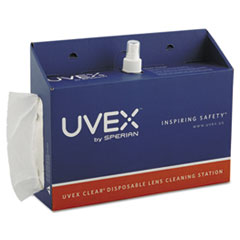 Honeywell Uvex™ Portable Lens Cleaning Station, 1500 Tissues and 16oz Bottle of Solution