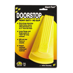 Master Caster® Giant Foot Doorstop, No-Slip Rubber Wedge, 3.5w x 6.75d x 2h, Safety Yellow