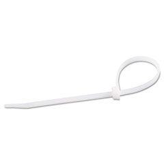 GB® Cable Ties, 8", 75 lb, White, 100/Pack