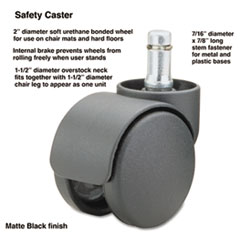 Master Caster® Safety Casters, Oversized Neck, Grip Ring Type B Stem, 2" Soft Polyurethane Wheel, Matte Black, 5/Set