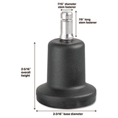 Master Caster® High Profile Bell Glides, Grip Ring Type B Stem, 2.19" x 2.31" Glide, Matte Black, 5/Set
