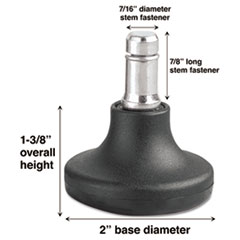 Master Caster® Low Profile Bell Glides, Grip Ring Type B Stem, 2" x 1.38" Glide, Matte Black, 5/Set