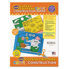 Roselle Crafty Printed Construction Paper, 55 lbs., 9 x 12, Cutesy Critters, 40 Shts/Pad