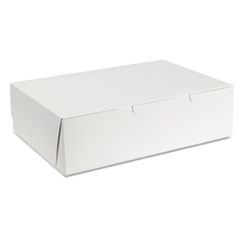 SCT® White One-Piece Non-Window Bakery Boxes, 1/4-Sheet Cake Box, 14 x 10 x 4, White, Paper, 100/Carton
