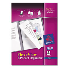 Avery® Flexi-View Six-Pocket Polypropylene Organizer, 150-Sheet Cap., Translucent/Navy