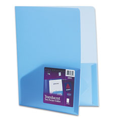 Avery® Plastic Two-Pocket Folder, 20-Sheet Capacity, Translucent Blue