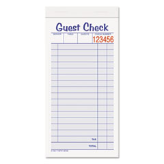 Adams® Guest Check Unit Set, Carbonless Duplicate, 6 7/8 x 3 3/8, 50 Forms, 10/Pack