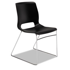 HON® Motivate High-Density Stacking Chair, Supports Up to 300 lb, 17.75" Seat Height, Onyx Seat, Black Back, Chrome Base, 4/Carton