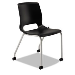 HON® Motivate Seating Upholstered 4-Leg Stacking Chair, Black/Onyx/Platinum, 2/Carton