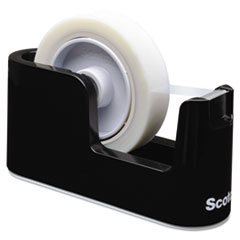 Scotch® Heavy Duty Weighted Desktop Tape Dispenser with One Roll of Tape, 1" and 3" Cores, ABS, Black