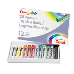 Pentel® Oil Pastel Set With Carrying Case, 12 Assorted Colors, 0.38" dia x 2.38", 12/Set