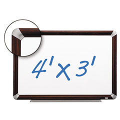 3M™ Porcelain Dry Erase Board, 48 x 36, Mahogany Finish Frame