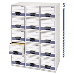 Bankers Box® STOR/DRAWER STEEL PLUS Extra Space-Savings Storage Drawers, Letter Files, 14" x 25.5" x 11.5", White/Blue, 6/Carton