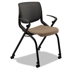 HON® Motivate Nesting/Stacking Flex-Back Chair, Supports Up to 300 lb, 19.25" Seat Height, Morel Seat, Black Back, Black Base