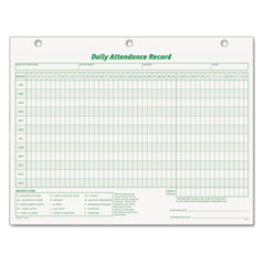 TOPS™ Daily Attendance Card, 8.5 x 11, 1/Page, 50 Forms