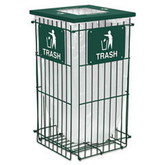 Ex-Cell Clean Grid Fully Collapsible Waste Receptacle, Square Top, 45gal, Hunter Green