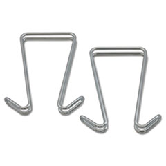 Alera® Double Sided Partition Garment Hook, Steel, 0.5 x 3.38 x 4.75, Over-the-Door/Over-the-Panel Mount, Silver, 2/Pack