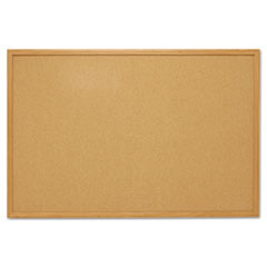 Mead® Cork Bulletin Board, 48 x 36, Oak Frame