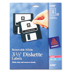 Avery® Laser/Inkjet 3.5" Diskette Labels, White, 375/Pack