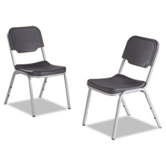 Iceberg Rough n Ready Stack Chair, Supports Up to 500 lb, 17.5" Seat Height, Black Seat, Black Back, Silver Base, 4/Carton