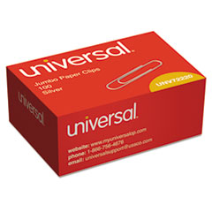Universal® Paper Clips, Jumbo, Silver, 100/Box
