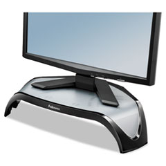 Fellowes® Smart Suites Corner Monitor Riser, 18 1/2 x 12 1/2 x 5 1/8, Black/Clear Frost