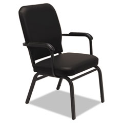 Alera® Oversize Stack Chair with Fixed Padded Arms, Supports Up to 500 lb, Black Vinyl Seat/Back, Black Base, 2/Carton