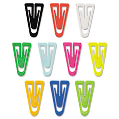 GEM® Plastic Paper Clips, Large, Smooth, Assorted Colors, 200/Box