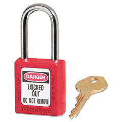 Master Lock® Government Safety Lockout Padlock, Zenex, 1 1/2", Red, 1 Key, 6/Box
