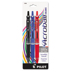 Pilot® Acroball Colors Ball Point Pen, 1mm, Black/Blue/Green