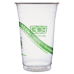 Eco-Products® GreenStripe Renewable and Compostable Cold Cups, 20 oz, Clear, 50/Pack, 20 Packs/Carton