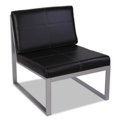 Alera® Alera Ispara Series Armless Chair, 26.57" x 30.71" x 31.1", Black Seat/Back, Silver Base