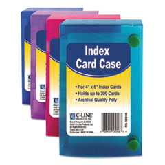 C-Line® Index Card Case, Holds 200 4 x 6 Cards, Polypropylene, Assorted