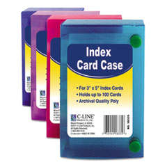 C-Line® Index Card Case, Holds 100 3 x 5 Cards, Polypropylene, Assorted