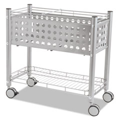 Vertiflex® File Cart with Open Top, Metal, 1 Shelf, 2 Bins, 28.25" x 13.75" x 27.38", Matte Gray