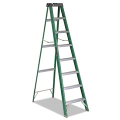Louisville® #592 Folding Fiberglass Step Ladder, 8 ft, 7-Step, Green/Black