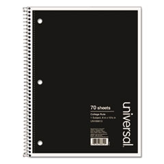 Universal® Wirebound Notebook, 1-Subject, Medium/College Rule, Black Cover, (70) 10.5 x 8 Sheets